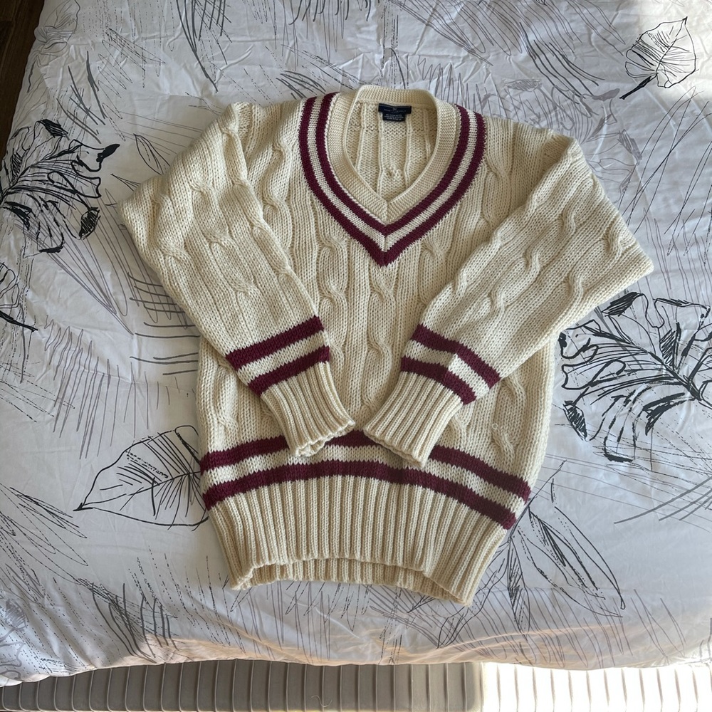 Knit Cable Varsity Sweater